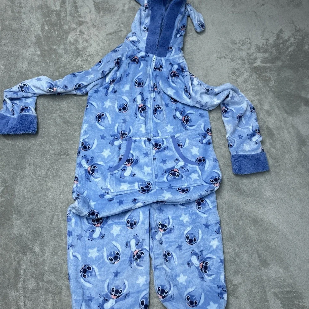 Disney Women's M One-Piece Pajama Blue Polyester a2238 - Picture 4 of 5